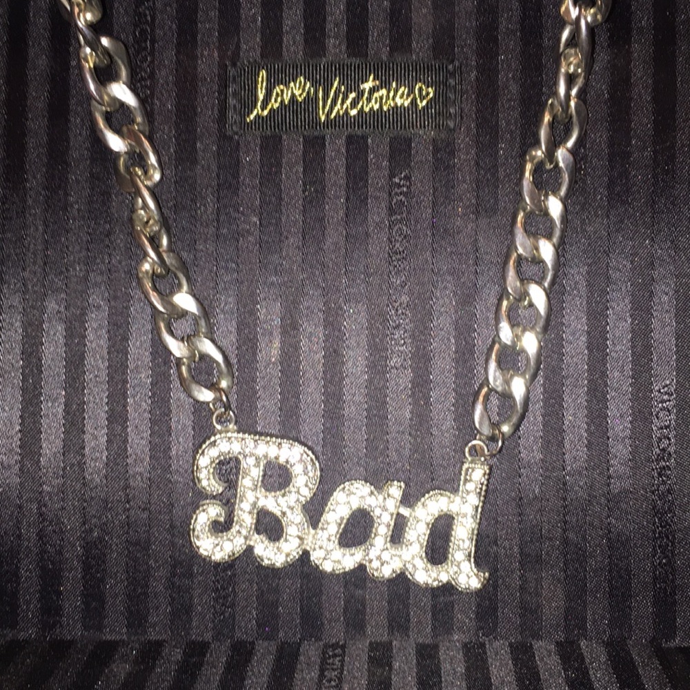 Rhinestone Necklace word “BAD”